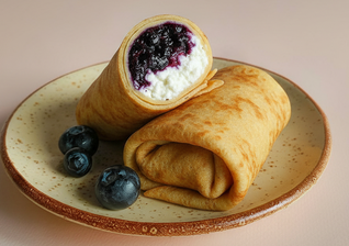 Блинчики с творогом и черникой готовые шоковой заморозки